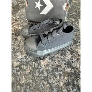 Converse Chuck Taylor All Star Ox Black Monochrome Kids Sneakers 714786F Size 6T